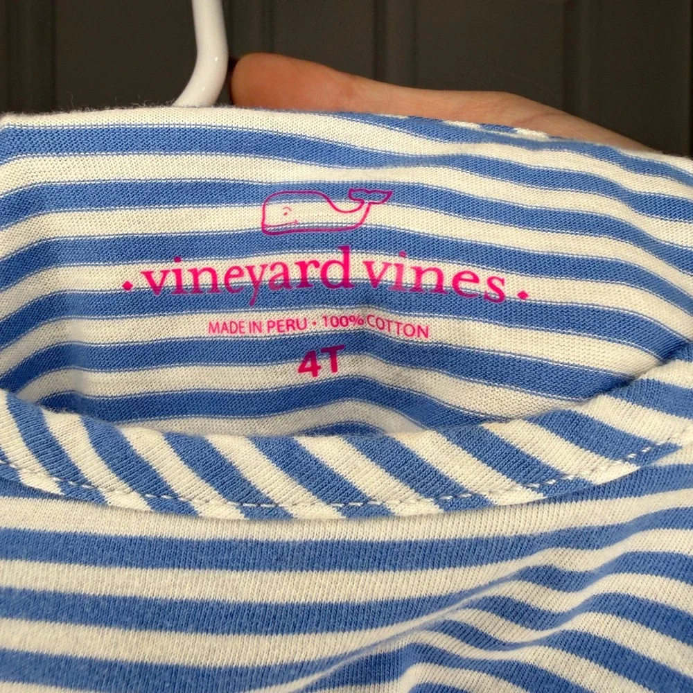 Vineyard Vines Kids Blue White‎ Striped Whale Applique Dress Size 4T